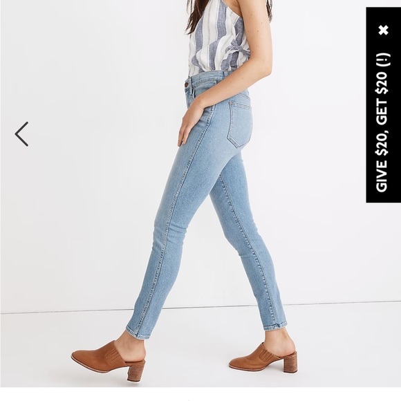 Madewell - NEW 10” High Rise Skinny Jeans Light Blue Wash - Size 26 - Picture 5 of 10